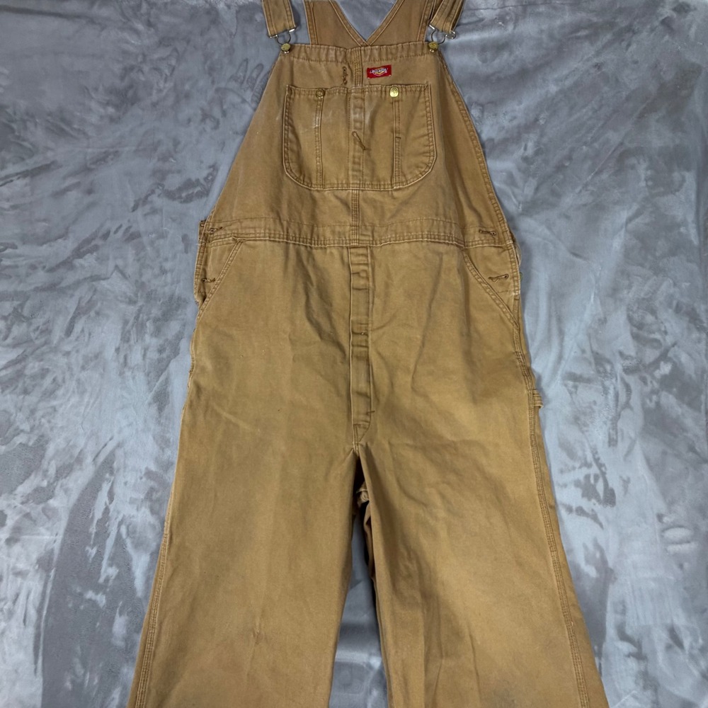 Dickies Mens Duck Canvas Bib Overalls Brown Workwear DB100RBD 40x34